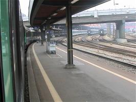 View from our SNCF train on Basel station.  Michael is heading back down the platform to get his panniers